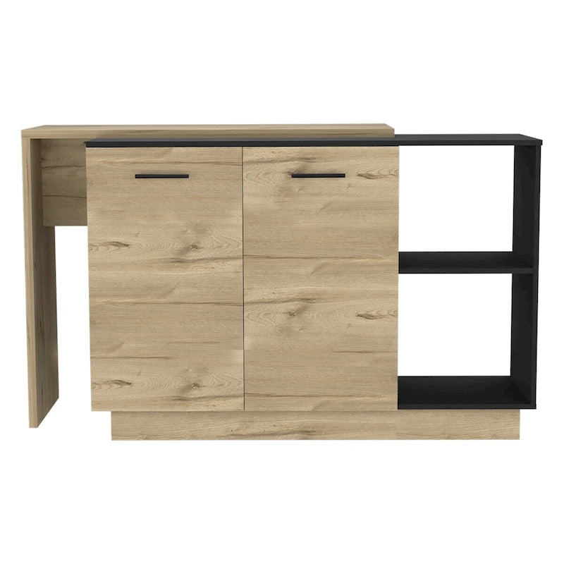 Kücheninsel für Küche und Esszimmer, Schwarz / helle Eiche