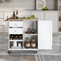 Desserte de cuisine en hévéa avec plateau rabattable, étagère de rangement intérieure, porte-serviettes, porte-épices et 2 tiroirs