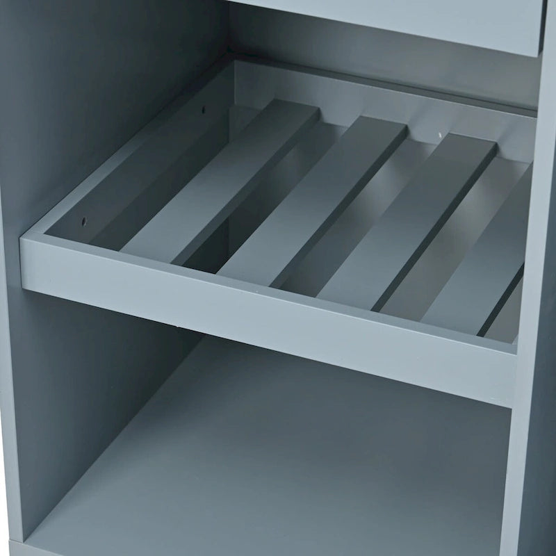 Desserte de cuisine en hévéa avec plateau rabattable, étagère de rangement intérieure, porte-serviettes, porte-épices et 2 tiroirs