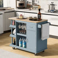 Carrito de cocina de madera de caucho con estantes ajustables y botellero