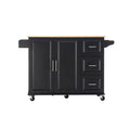 Carrello isola da cucina con piano estensibile in legno di hevea e ruote bloccabili