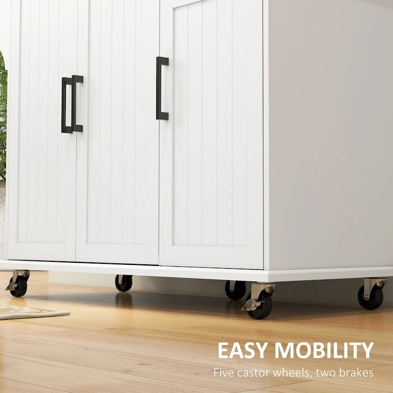 Carrito de cocina con ruedas, cajón, toallero y estantes ajustables