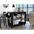 2-Drawer 2-Shelf Kitchen Island Black Wengue and Light Oak