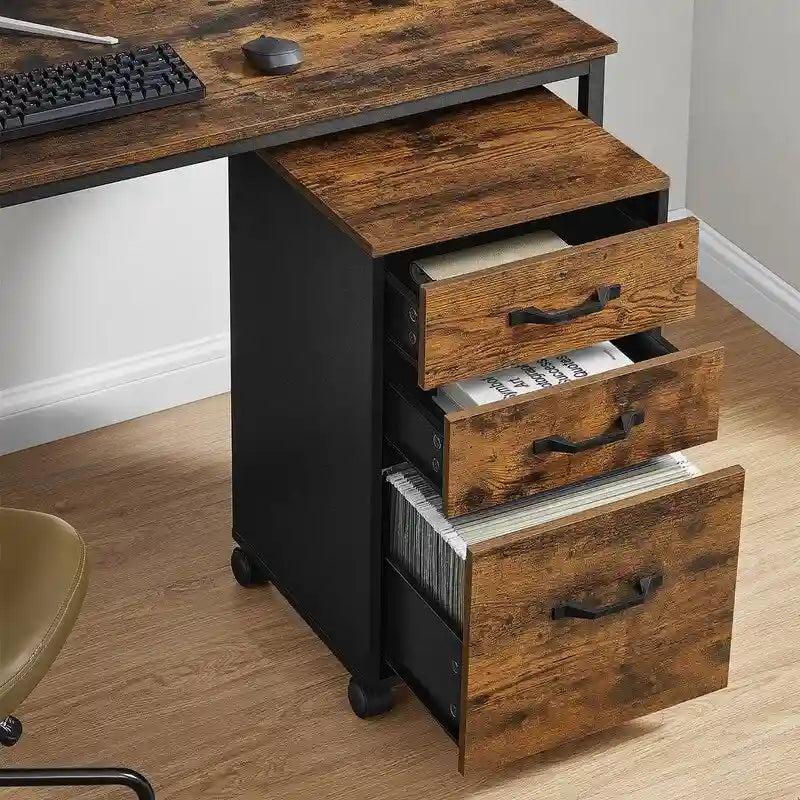Archivador móvil de madera con 3 cajones