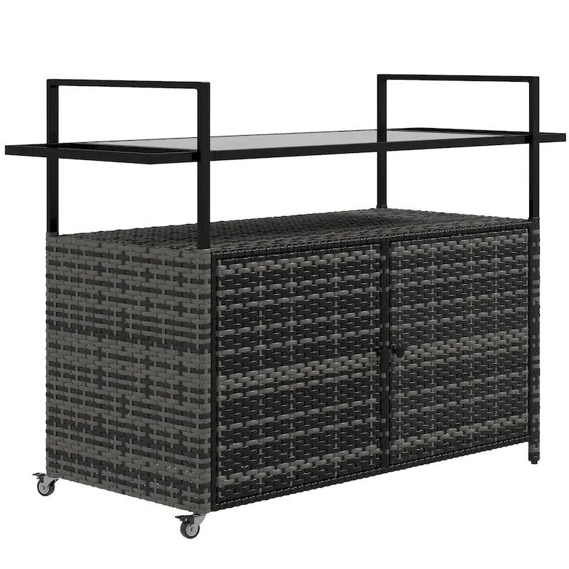 Servierwagen für die Terrasse mit Glasplatte