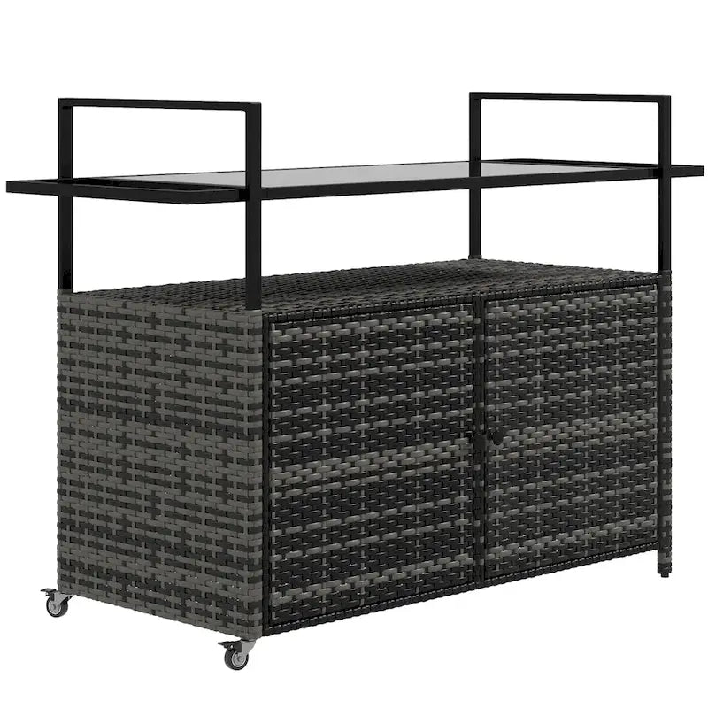 Carrito de servicio para patio con superficie de vidrio